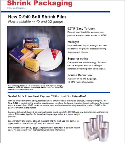 CRYOVAC® D-940 SOFT SHRINK FILMS